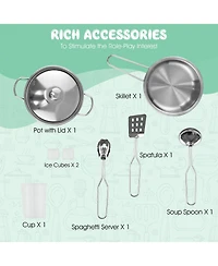 Slickblue Kids Corner Wooden Kitchen Playset with Cookware Accessories