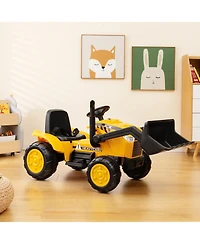 Slickblue 12V Kid's Ride on Excavator with Adjustable Digging Bucket-Yellow