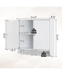 Sugift Wall Mounted Bathroom Storage Medicine Cabinet with Towel Bar