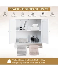 Sugift Wall Mounted Bathroom Storage Medicine Cabinet with Towel Bar