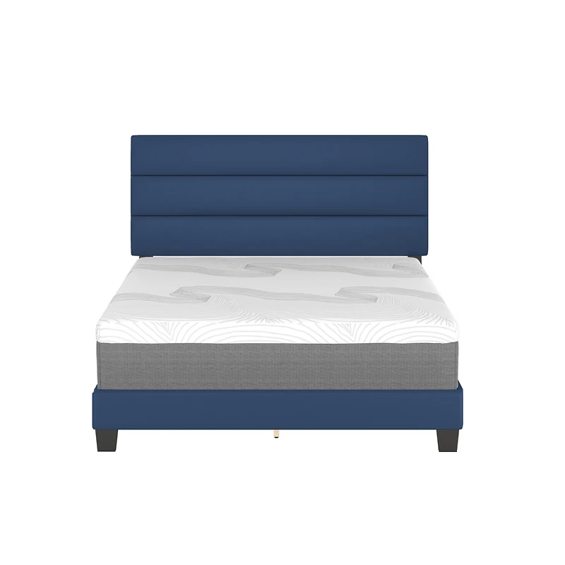 Boyd Sleep Piedmont Leatherette Upholstered Platform Bed Frame with Adjustable Headboard