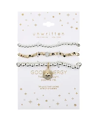 Unwritten Cubic Zirconia and Crystal Fireball Evil Eye Beaded Stretch Bracelet Set