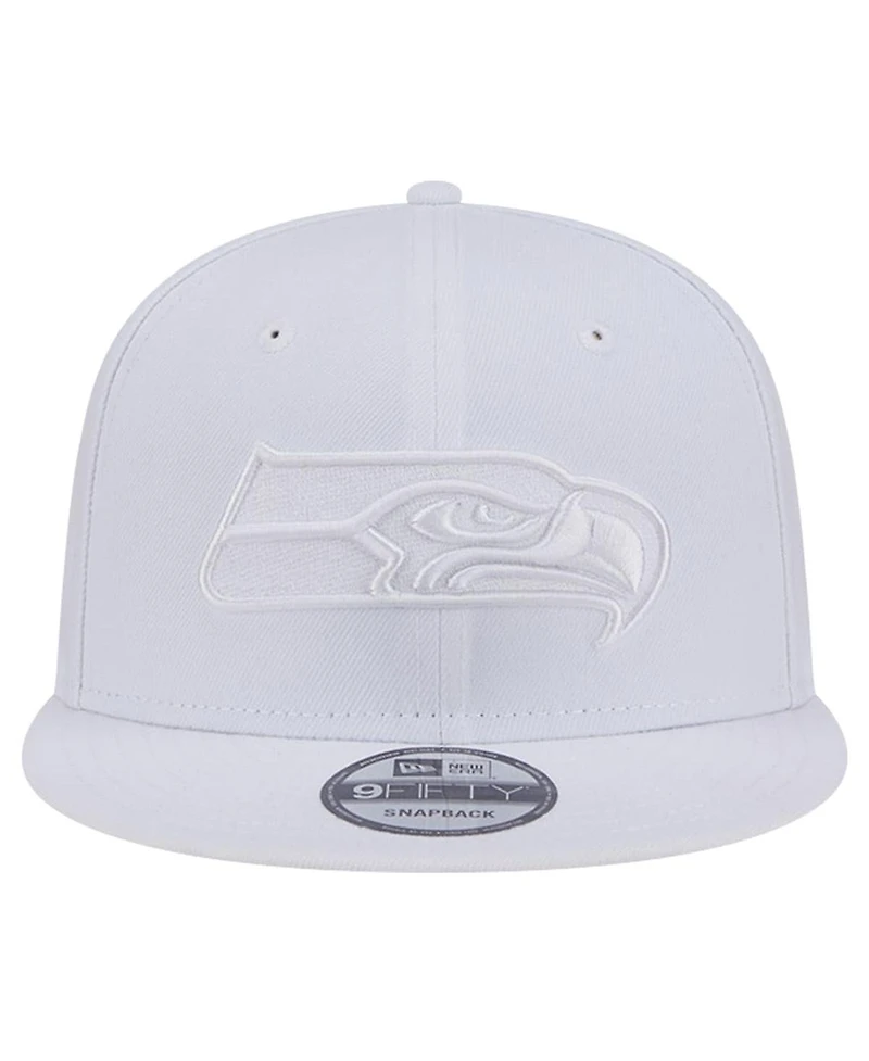 New Era Men's Seattle Seahawks Main White on White 9FIFTY Snapback Hat