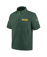 Nike Men's Bay Packers 2024 Sideline Coach Short Sleeve Half-Zip Hoodie Jacket