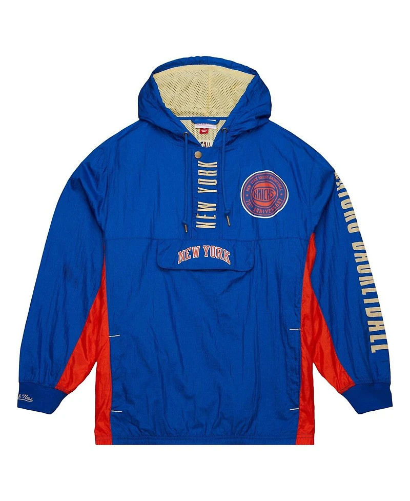 Mitchell Ness Men's New York Knicks Big Tall Hardwood Classics Team Og 2.0 Anorak Hoodie Quarter-Zip Windbreaker Jacket