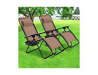 Slickblue 2 Pieces Folding Lounge Chair with Zero Gravity