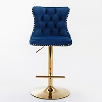 Streamdale Modern Blue Velvet Bar Stools, Set of 2