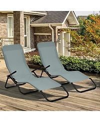 Slickblue 2 Pieces Folding Portable Patio Chaise Lounger with Rocking Design-Light Green