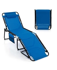 Costway Patio Folding Chaise Lounge Chair Portable Sun Lounger with Adjustable Backrest