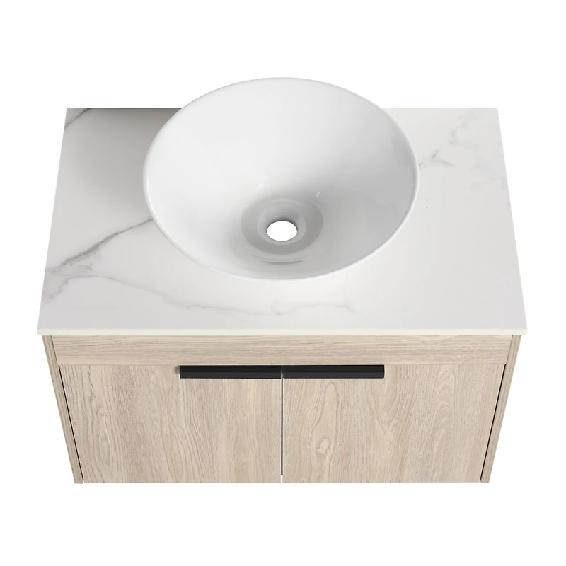 Streamdale 30" Modern Design Float Bathroom Vanity With Ceramic Basin Set
