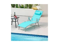 Slickblue Folding Chaise Lounge Chair Outdoor Reclining Chair for Backyard-Tuiquoise