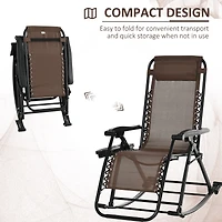 Streamdale Furniture Folding Brown Rocking Chair with Phone Holder