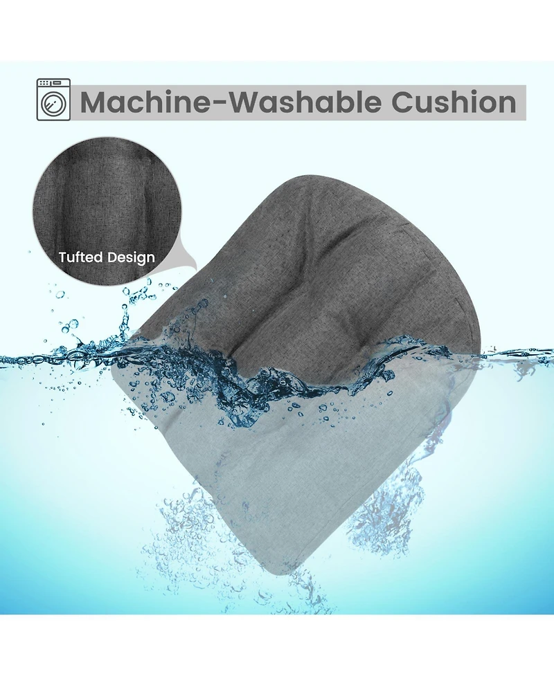 4 Pack 17.5 x 17 Inch U-Shaped Chair Pads with Polyester Cover-Grey