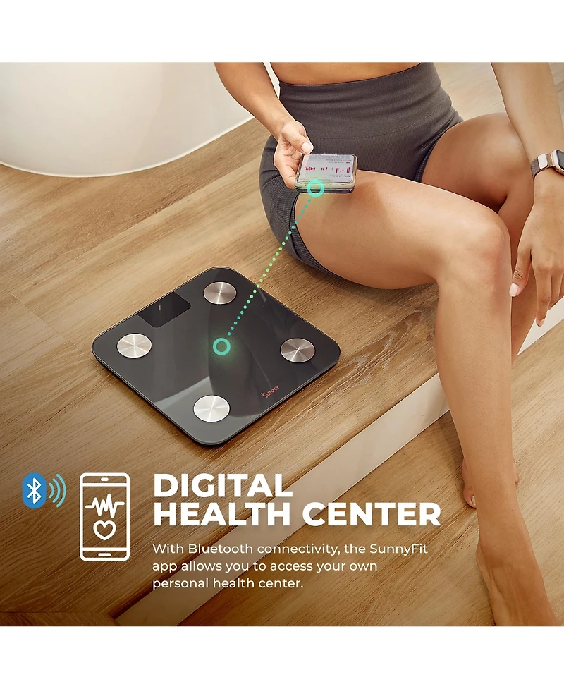 Smart Body Weight, Fat, and Bmi Composition Scale with Bluetooth & Free SunnyFit App