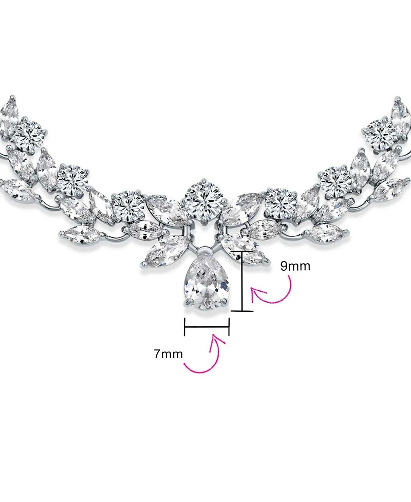 Bling Jewelry Classic Marquise Cut Cubic Zirconia Drop Teardrop Aa Cz Statement Collar Tennis Necklace Prom Pageant