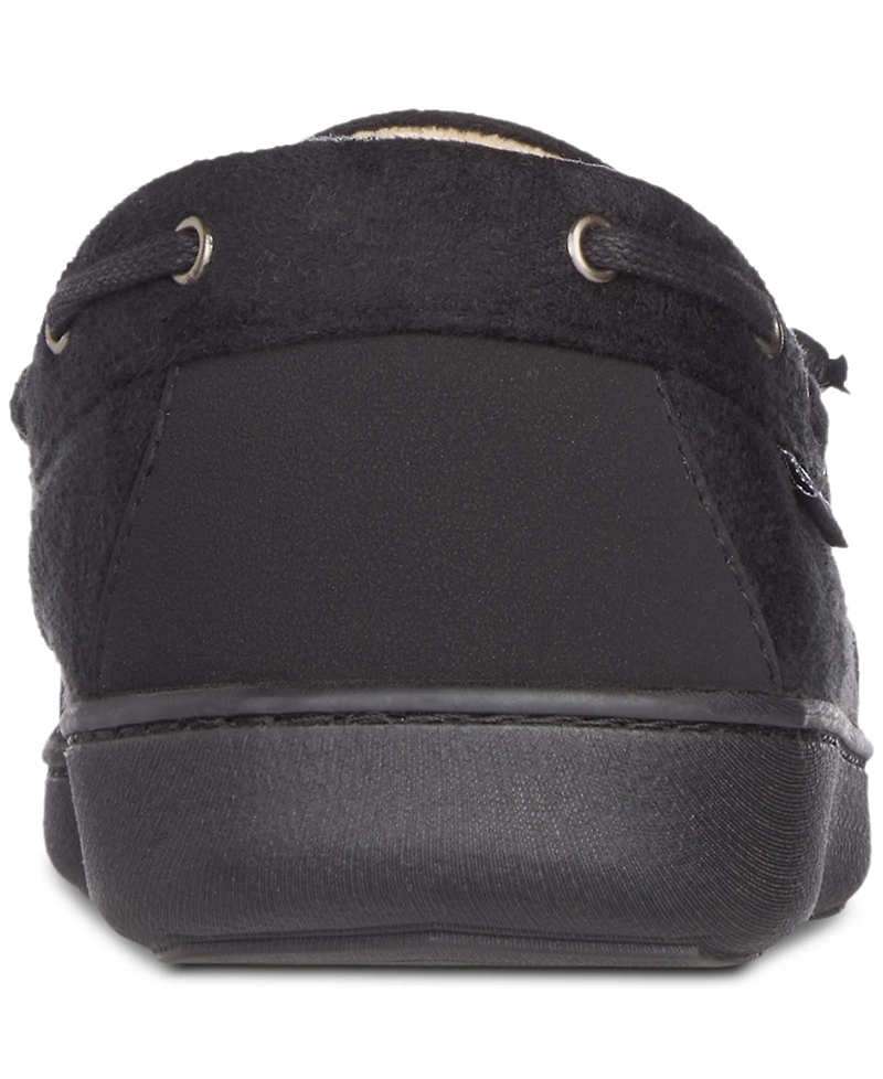 Isotoner Men's Water Repellent Microsuede Carter Boater Moccasin Slipper with Memory Foam