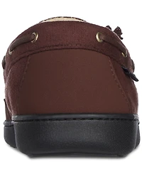 Isotoner Men's Water Repellent Microsuede Carter Boater Moccasin Slipper with Memory Foam
