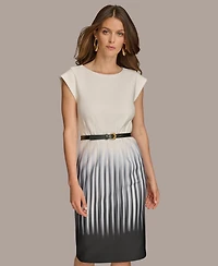 Donna Karan Women's Belted Ombre-Print Sheath Dress