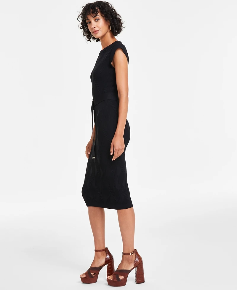 Vince Camuto Women's Textured-Knit Cap-Sleeve Midi Dress