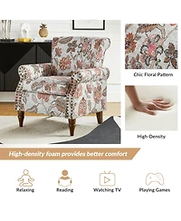 Avelina Wooden Armchair with Nailhead Trim