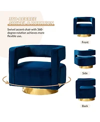 Carisa Contemporary Swivel Barrel Chair with Metal Base