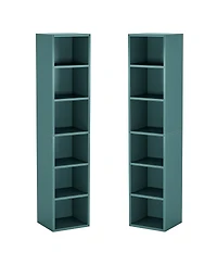 Tribesigns 70.9 Inch Tall Narrow Bookcase Set of 2, Rustic Corner Bookcase with Storage