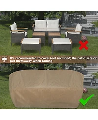 7PCS Patio Rattan Furniture Set Cushion Armrest Loveseat Ottoman Table