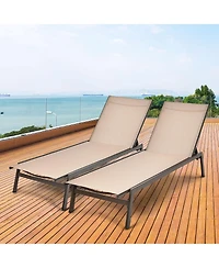 Slickblue Outdoor Reclining Chaise Lounge Chair with 6-Position Adjustable Back