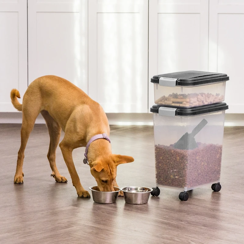 Iris 33qt + 12qt Airtight Pet Food Container Combo with Scoop, Black