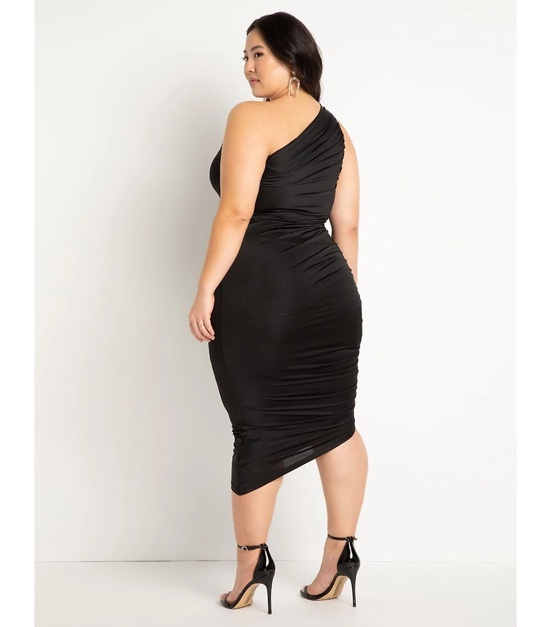 Eloquii Women's Ruched One Shoulder Dress