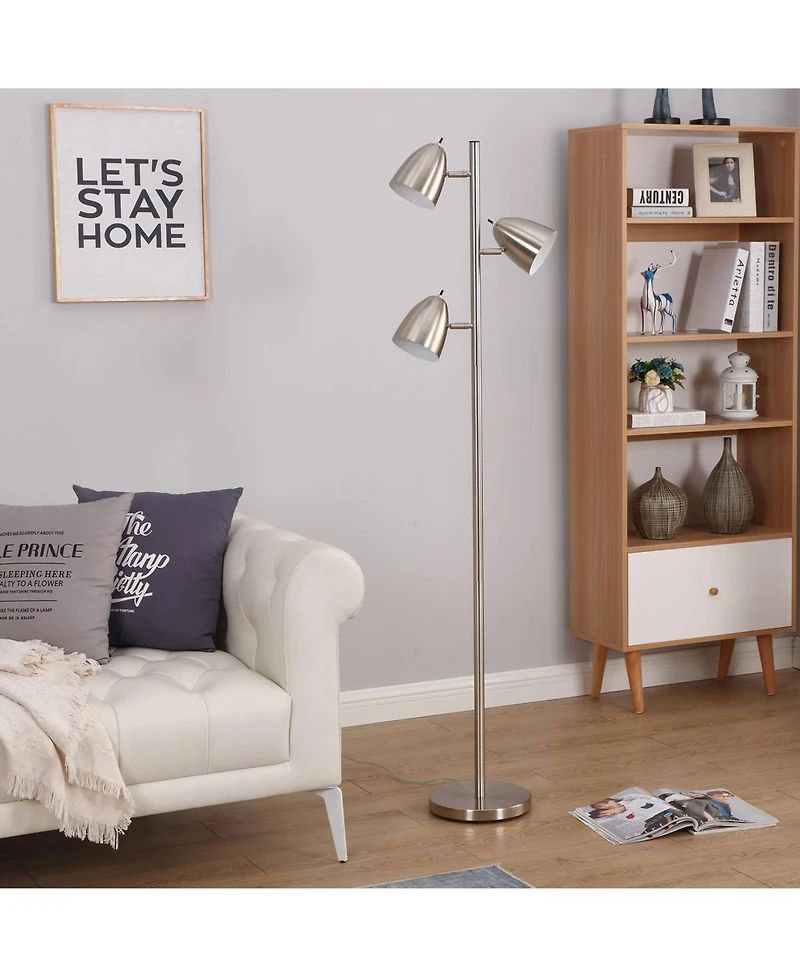 Jacob 64" Led Tree Floor Lamp with 3 Rotating Adjustable Heads