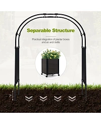 Slickblue 6.6 Feet Arch Arbor Trellis with 2 Planter Boxes & Detachable Pe-Coated Metal Tubes-Black