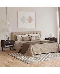 Sugift Nightstand Bedroom Table with Drawer Storage Shelf
