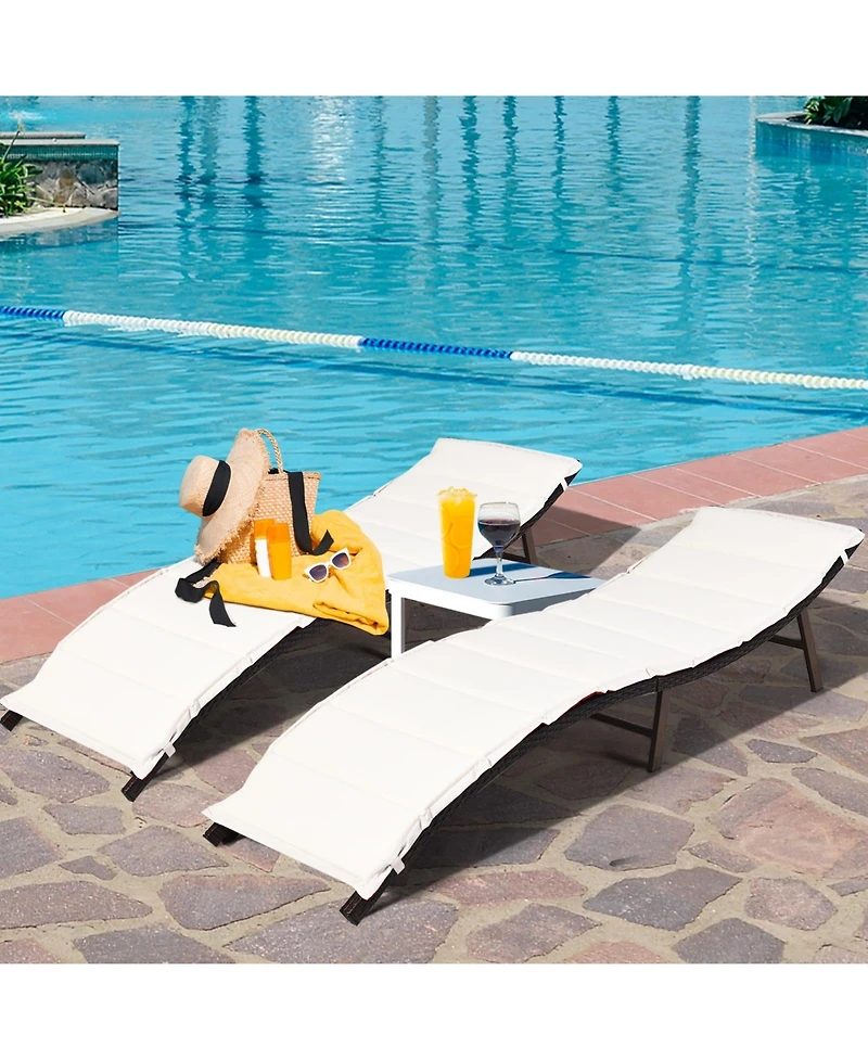 Slickblue 2Pcs Folding Patio Lounger Chair