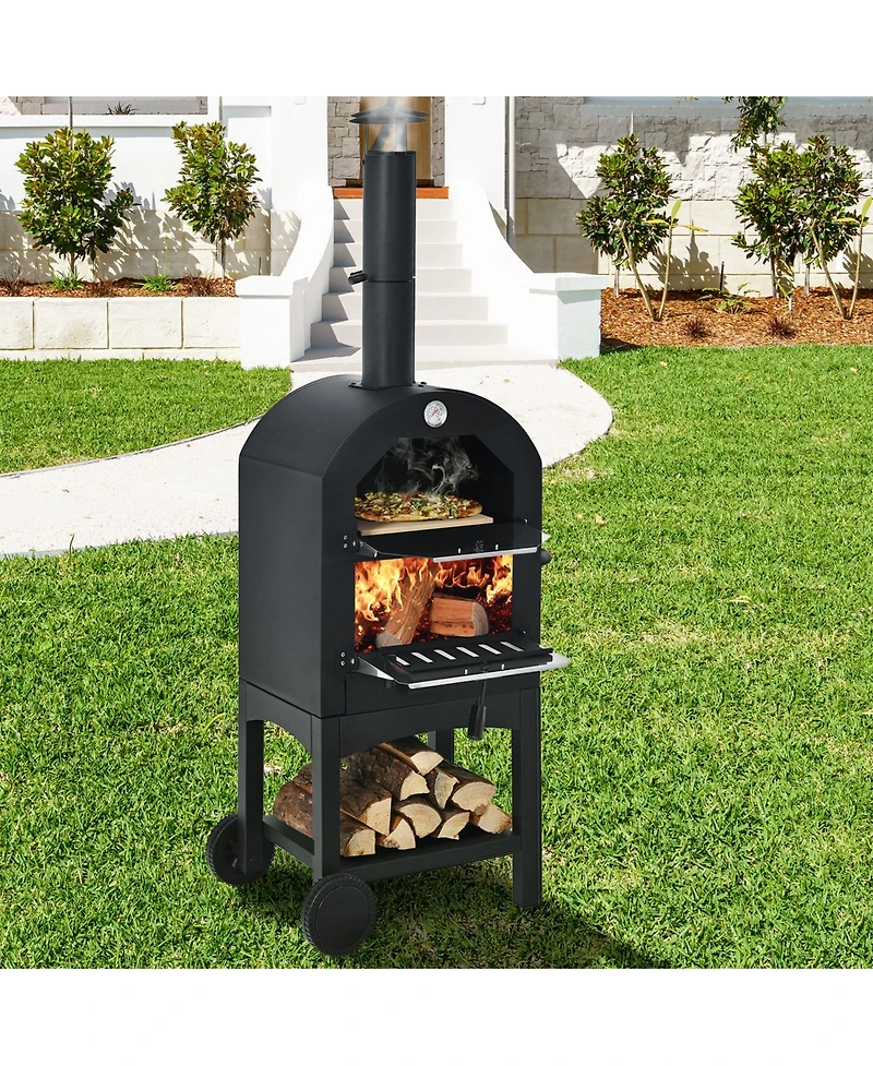 Slickblue Portable Outdoor Pizza Oven with Pizza Stone and Waterproof Cover