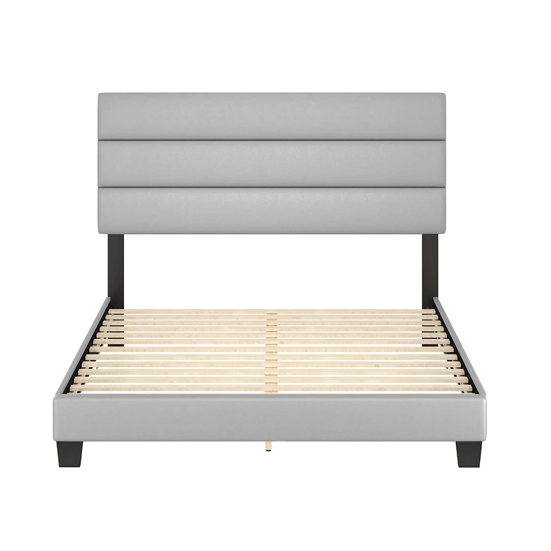 Boyd Sleep Piedmont Leatherette Upholstered Platform Bed Frame with Adjustable Headboard - No Box Spring Required
