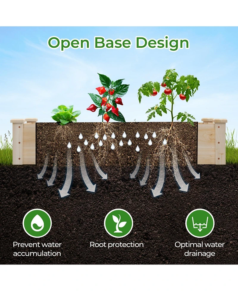 Slickblue Raised Garden Bed Fir Wood Wooden Square Wood Planter Box for Garden