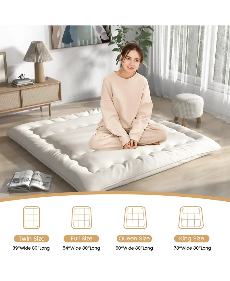 Slickblue Futon Mattress Floor Sleeping Pad with Washable Cover