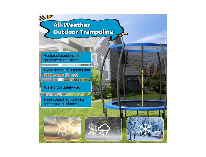 Slickblue 8 Feet Astm Approved Recreational Trampoline with Ladder
