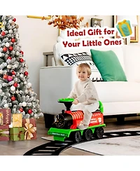 Slickblue 6V Electric Kids Ride On Car Toy Train with 16 Pieces Tracks