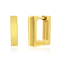 Metallo Stainless Steel, Gold Plated or Black Pated Over Steel 12mm Square Huggie Earrings