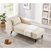 Streamdale Furniture Modern Chaise Lounge Chair Velvet Upholstery (Beige)