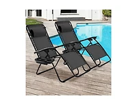 Slickblue 2 Pieces Folding Lounge Chair with Zero Gravity