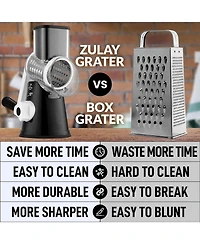 Rotary Cheese Grater 3 Blade Cheese Shredder with Reinforced Suction & 3 Interchangeable Drums