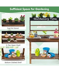 Slickblue Wooden Potting Bench Table Outdoor Mud Kitchen with Solid Fir Wood Frame