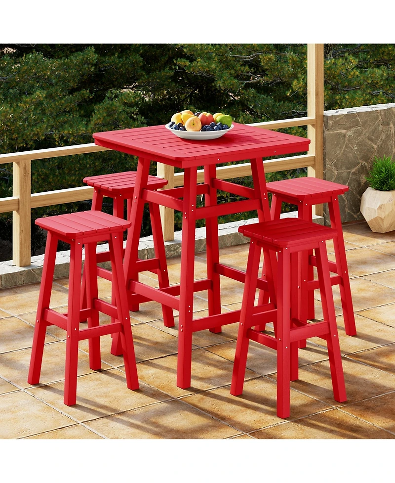 WestinTrends 5-Piece Hdpe Outdoor Patio Dining Bar Bistro Table Set with Bar Stools