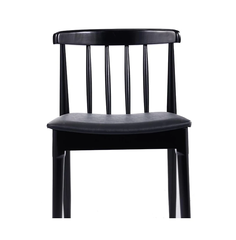 Emma+Oliver Charlize Set Of 2 Solid Wood Dining Chairs With Spindle Backrests And Vinyl Seats