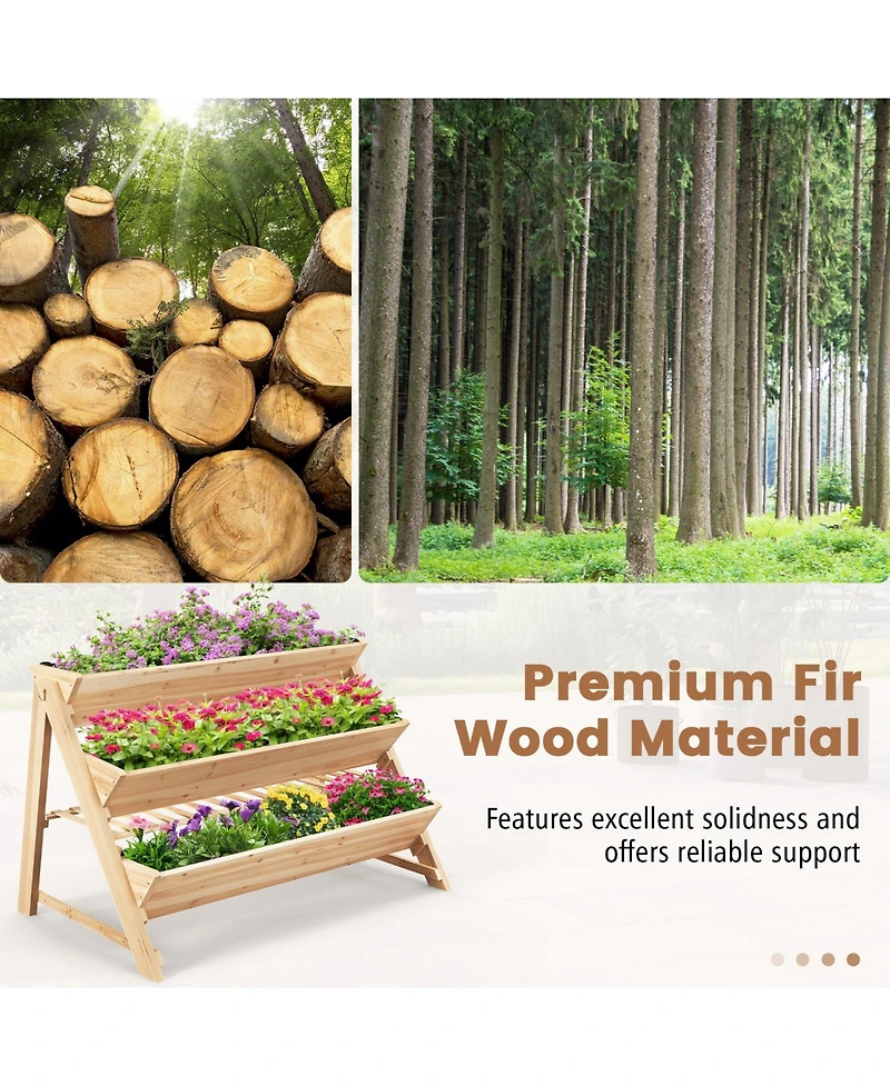 Slickblue 3-Tier Garden Bed with Storage Shelf 2 Hanging Hooks and 3 Bed Liners