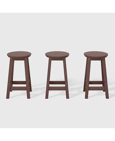 WestinTrends 24" Hdpe Outdoor Patio Round Counter Height Stool Set of 3