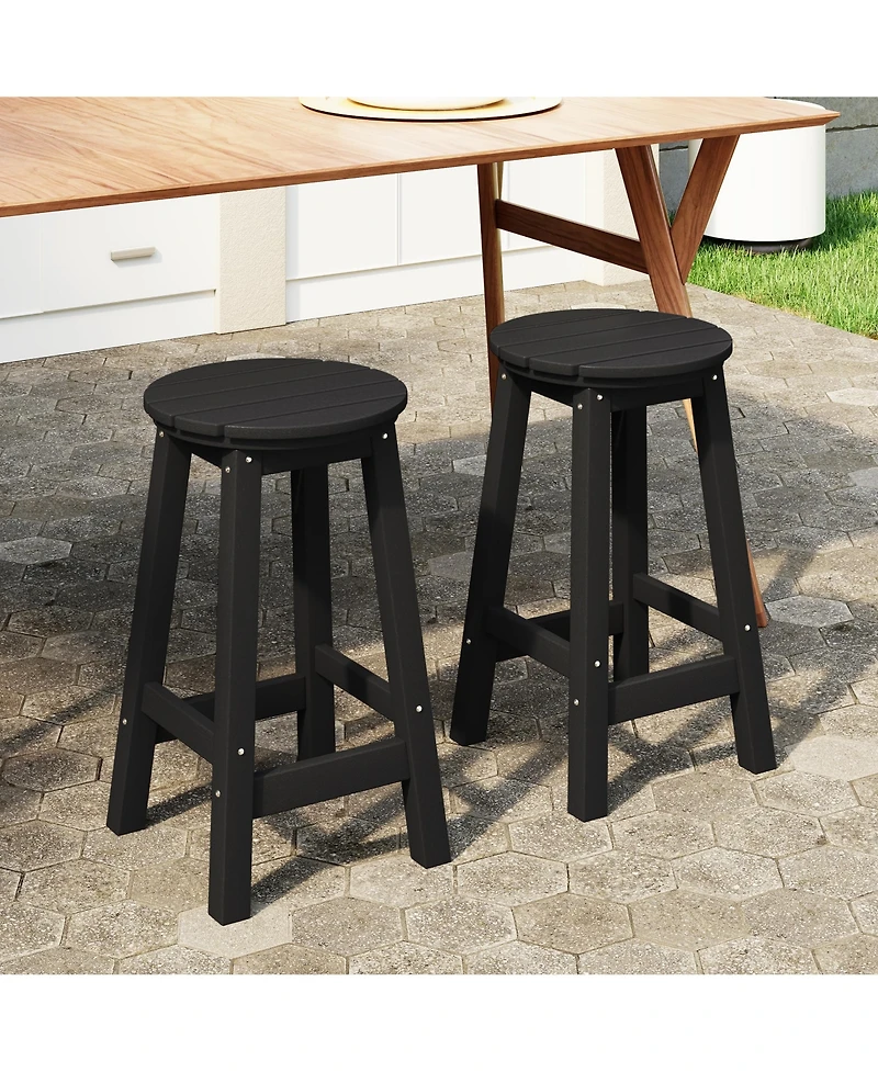 WestinTrends 24" Hdpe Outdoor Patio Round Counter Height Stool Set of